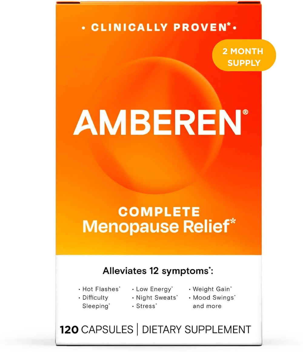 Amberen menopause bottle 120 capsules for hormone balance support.