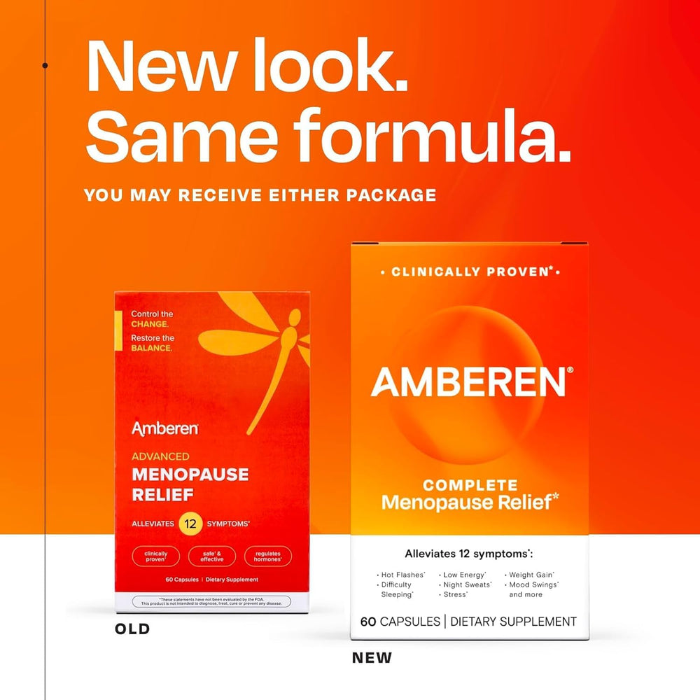 Closeup of Amberen menopause capsules for easy daily use.