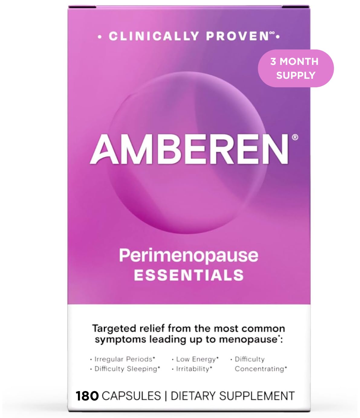 Amberen perimenopause bottle viewed for daily hormone balance support.