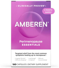 Amberen perimenopause bottle viewed for daily hormone balance support.
