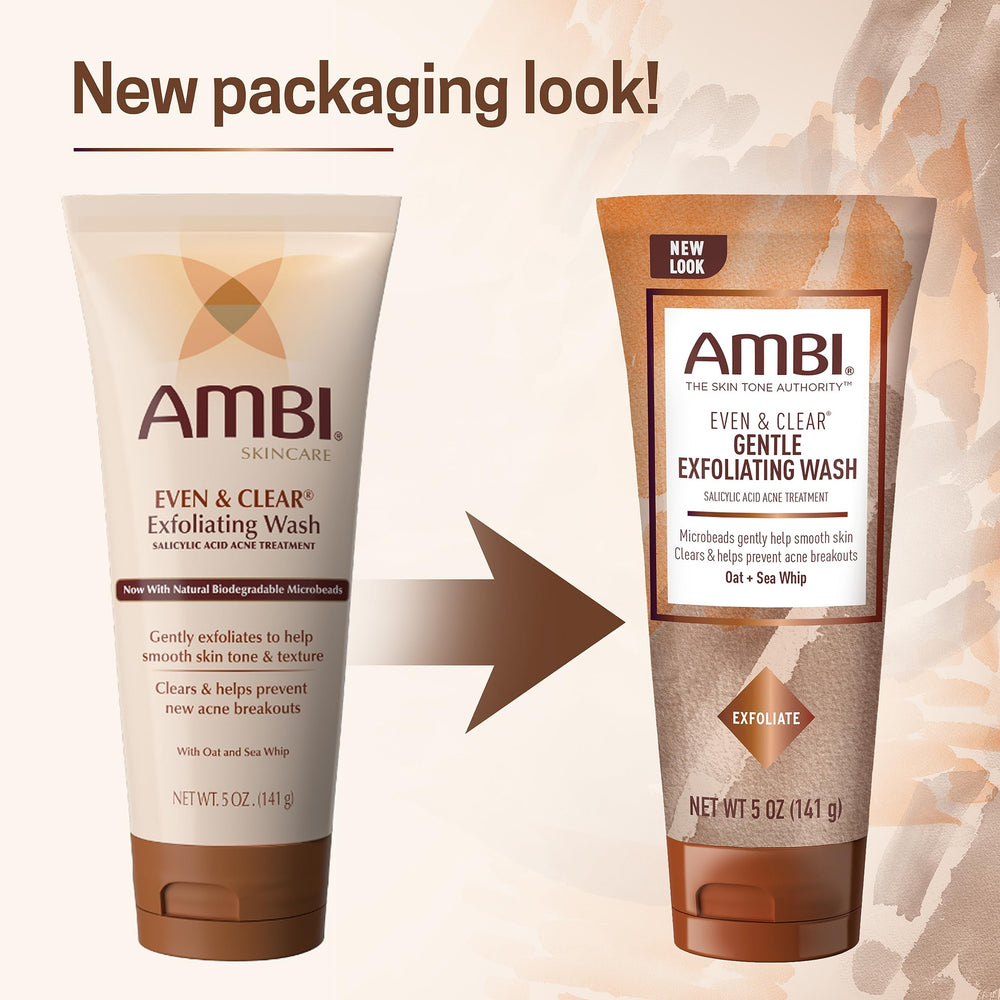 Ambi Even & Clear bottle aids consistent cleansing as part of a routine.