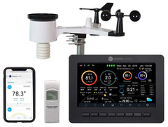 Ambient Weather WS-2000 display showing real-time conditions on a bright TFT screen.