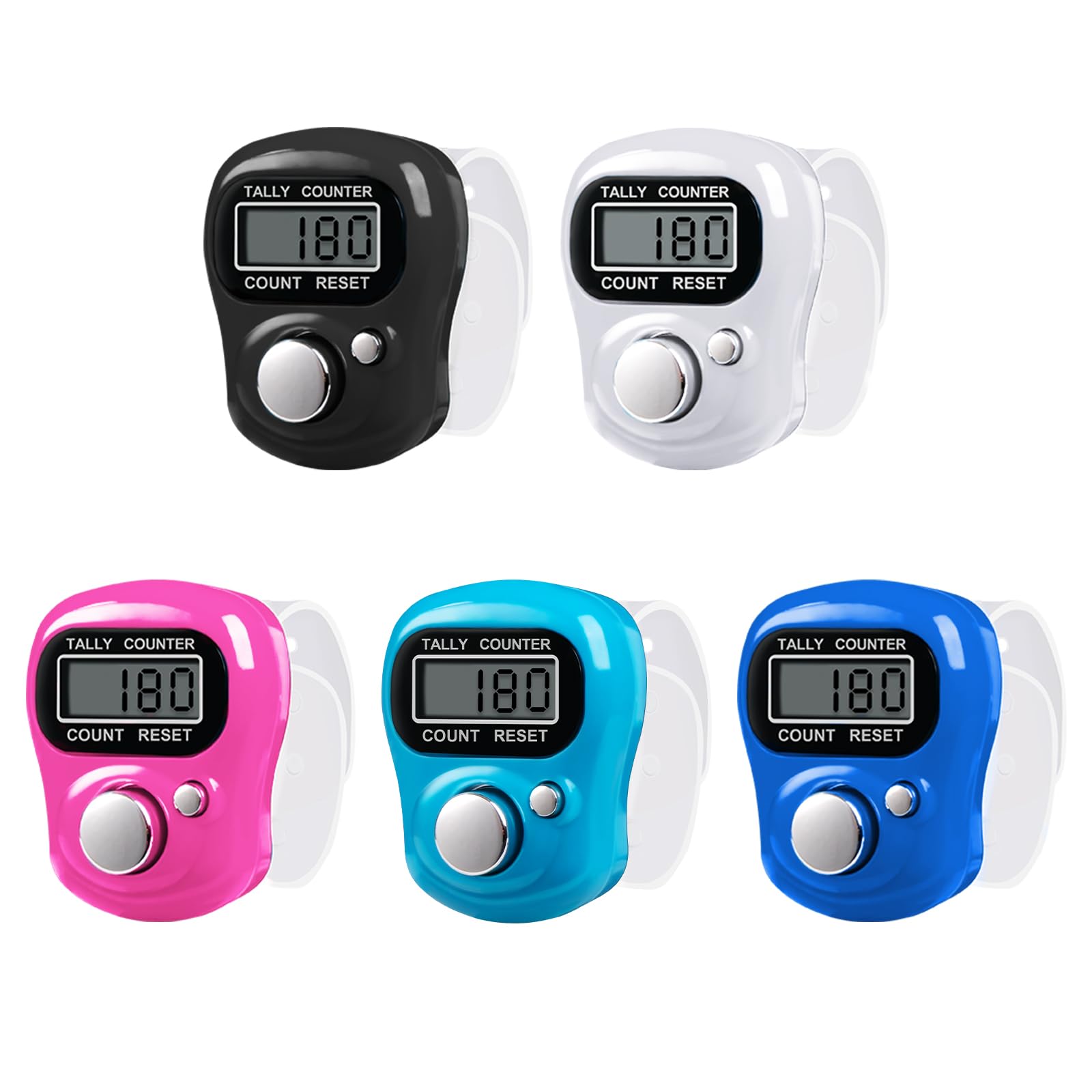 Amble 5-pack finger clicker counter full view for convenient daily tallying.