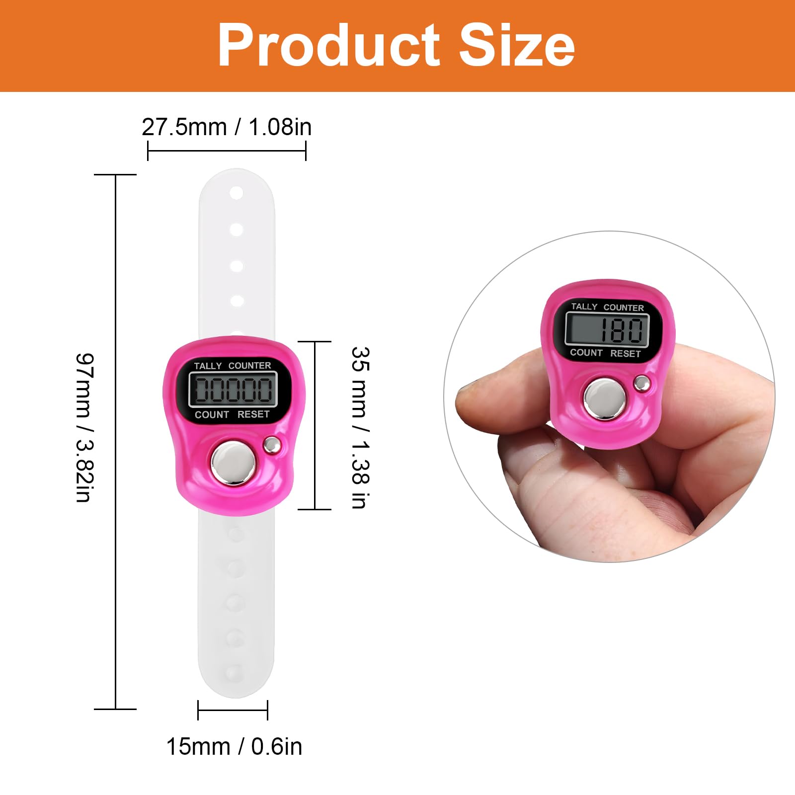 Amble finger clicker counter in knitting and crafts with simple two-button operation.