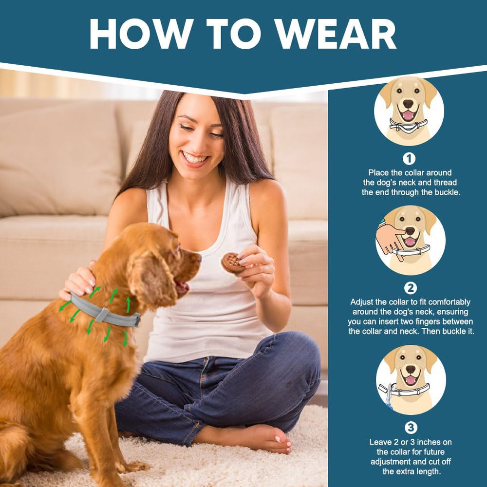 AMDEIUR flea collar large dogs soft-fit close-up, comfortable wear.