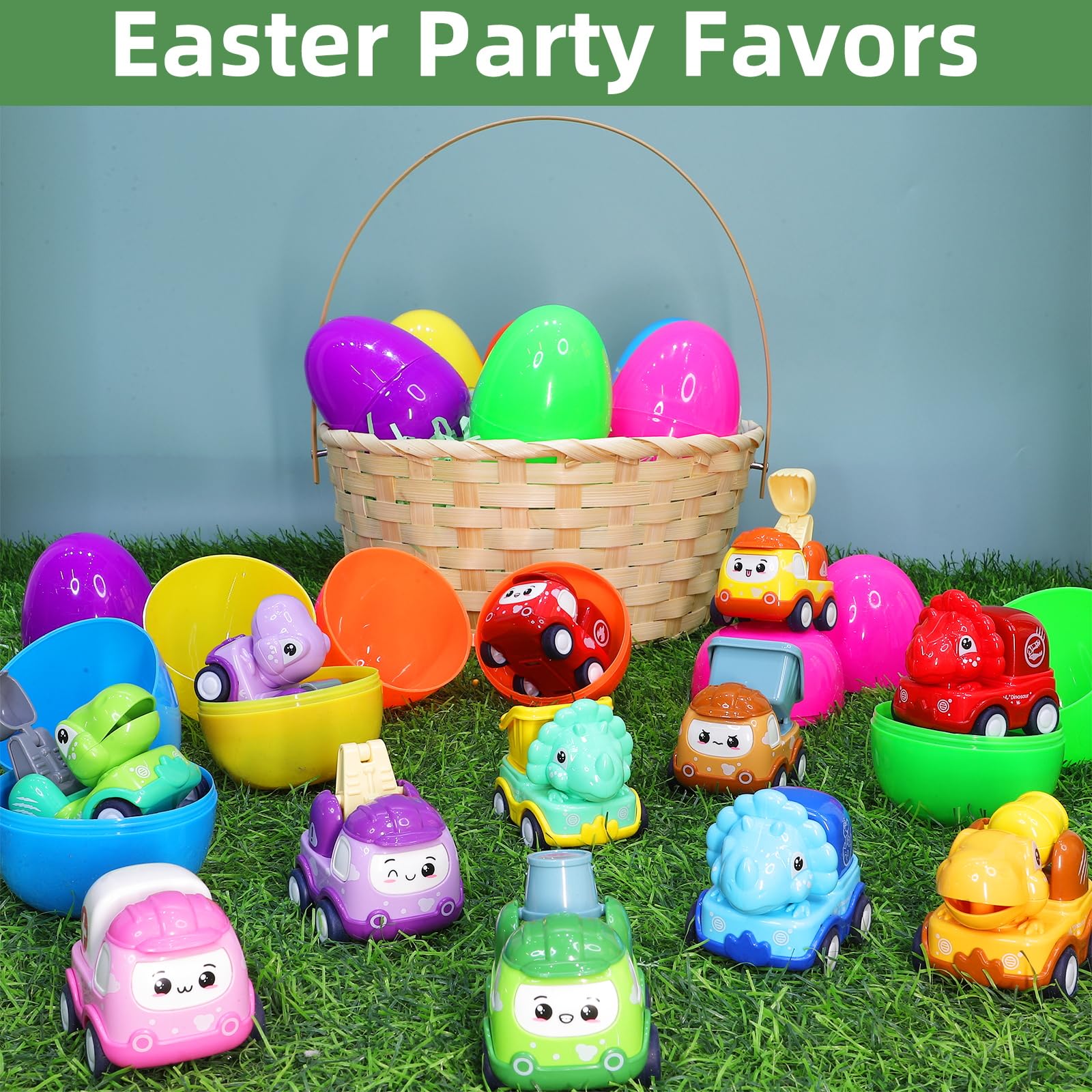 AMENON Easter egg featuring loading truck pull-back car for bright gift ideas