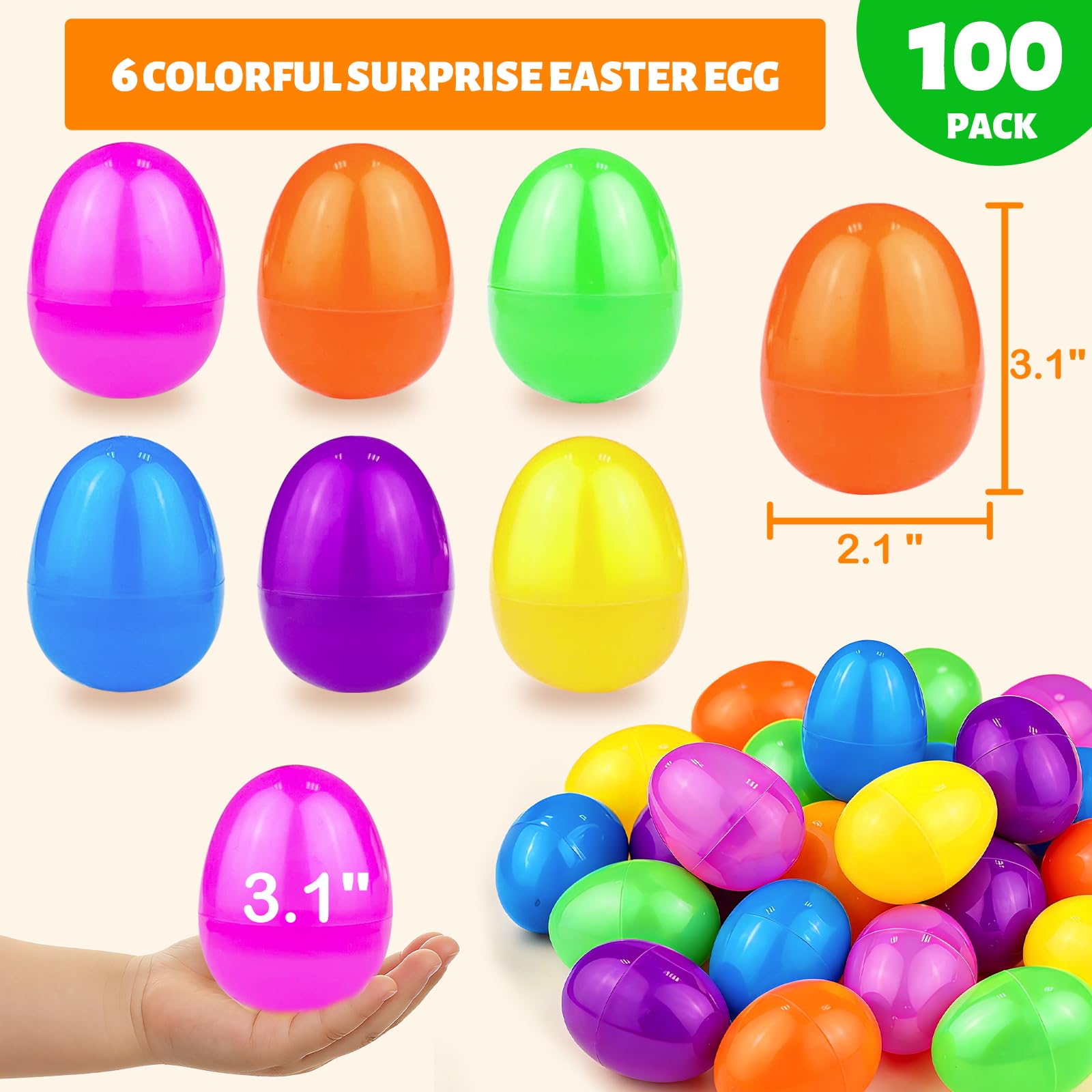 AMENON 3.1-inch Easter egg for large prizes and easy opening.