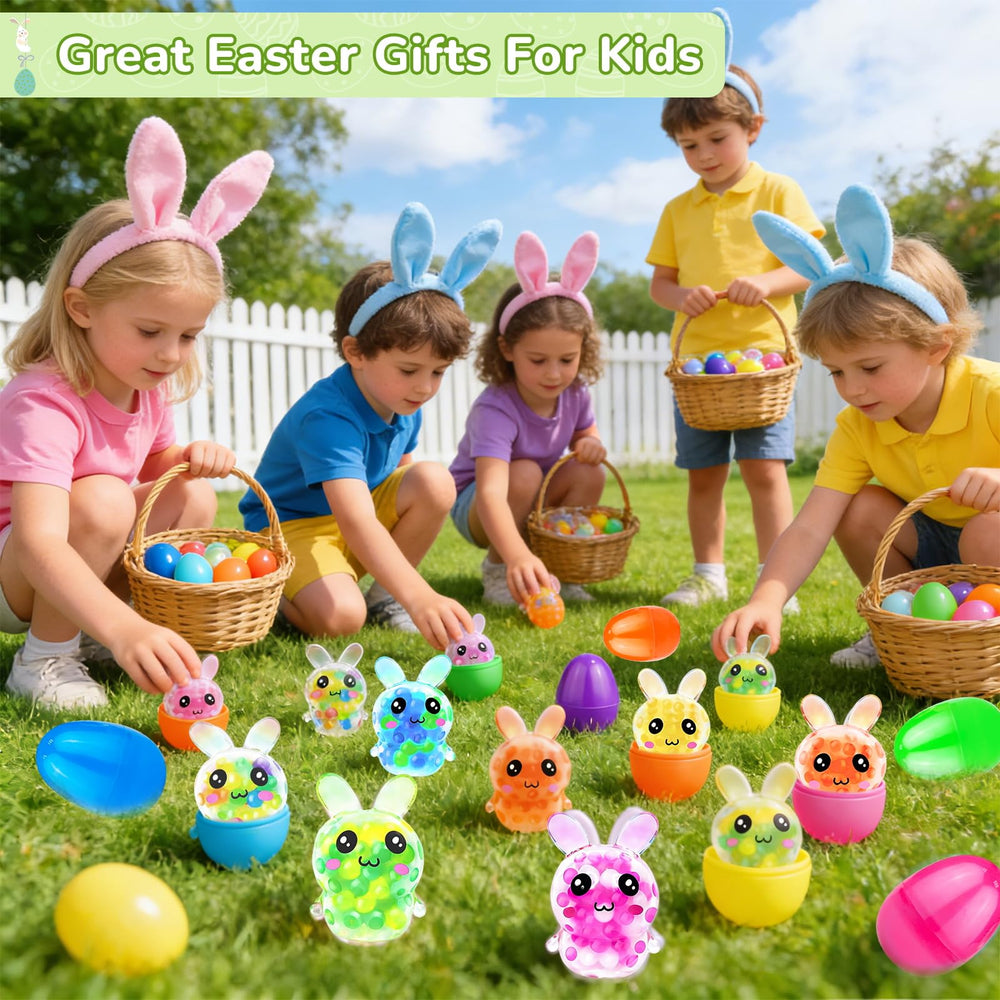 AMENON bunny stress ball in 12 colors for kids' tactile play.