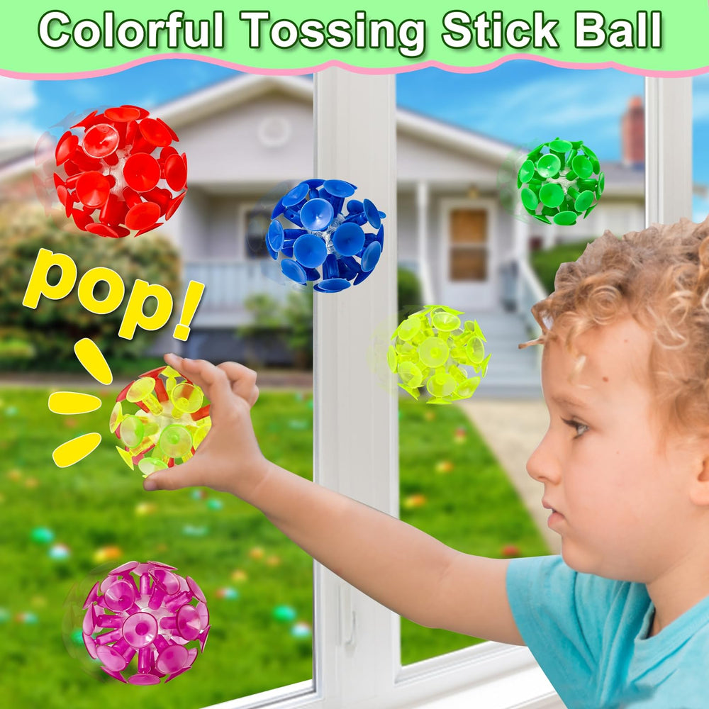 Colorful AMENON suction cup balls in six colors for engaging, interactive play.