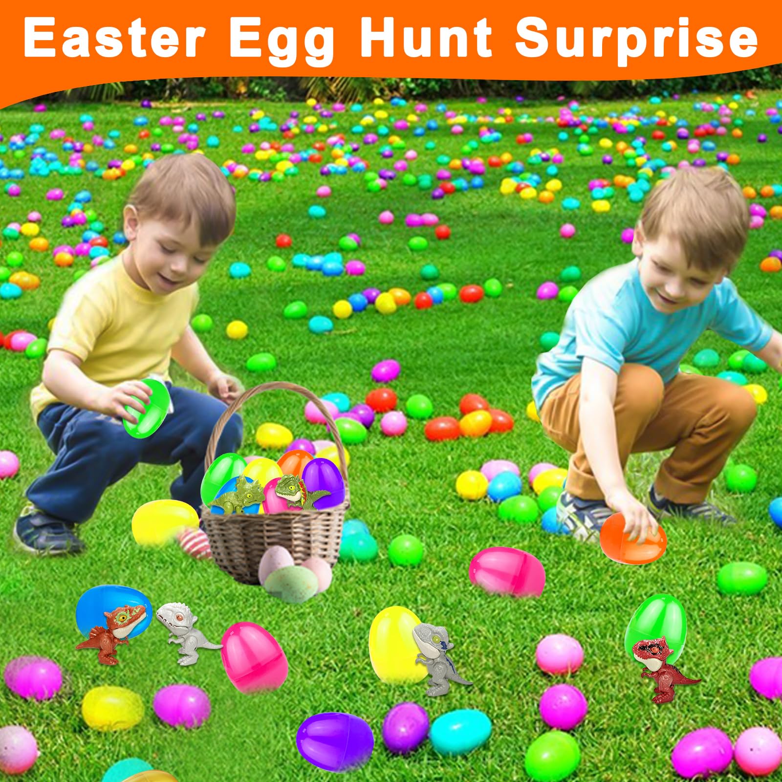 AMENON eggs and dinosaurs make festive party favors.