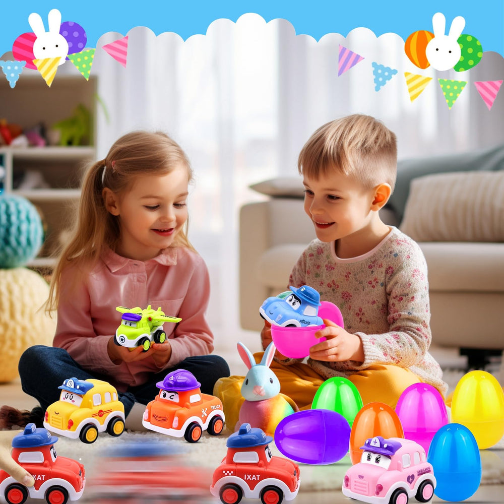 AMENON 3.8 inch green Easter egg with pull back car, ideal for classroom activities and prizes