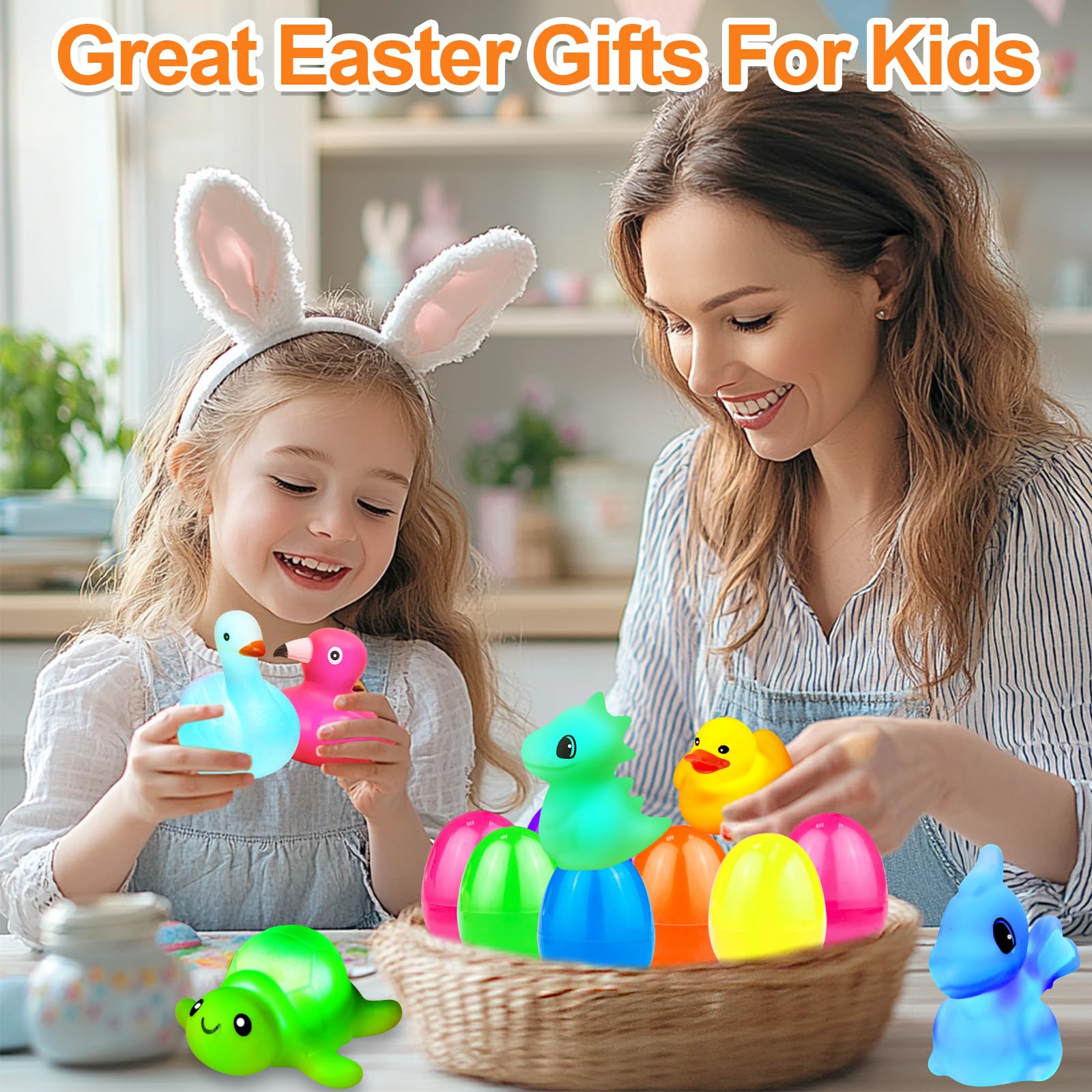 AMENON Easter egg filler eggs with glow toys for festive egg hunts