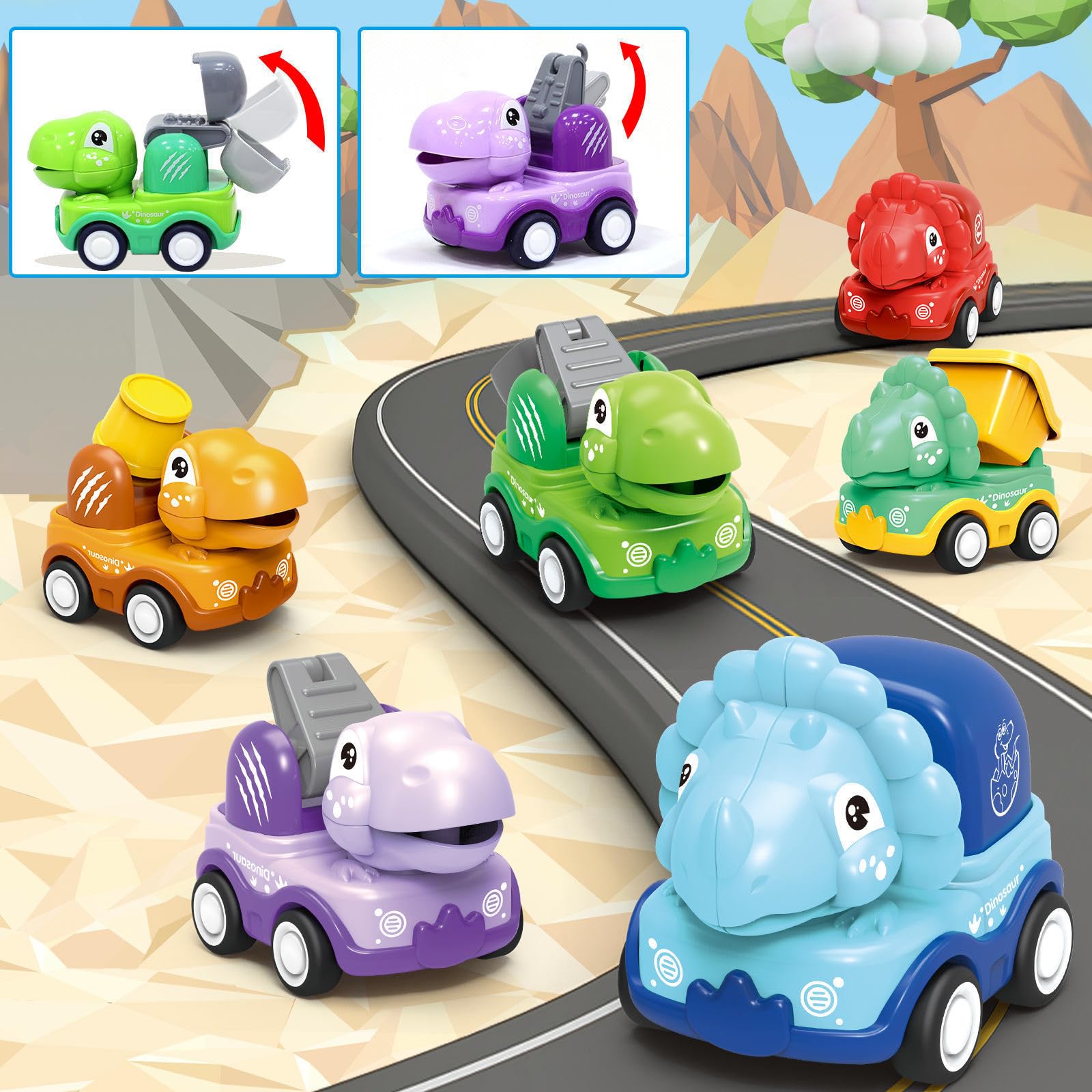 AMENON jumbo blue Easter egg with dinosaur pull-back car inside, perfect party favor