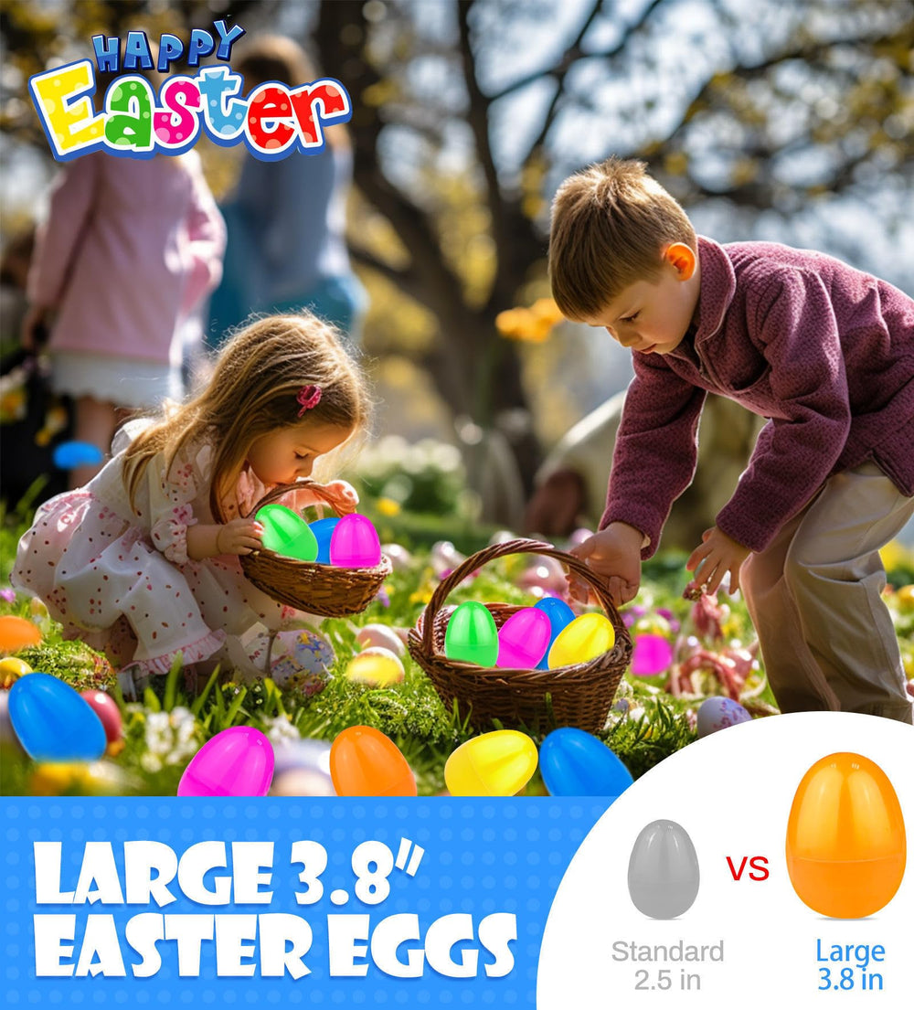 AMENON jumbo pink Easter egg with dinosaur pull-back car inside, fun Easter basket filler