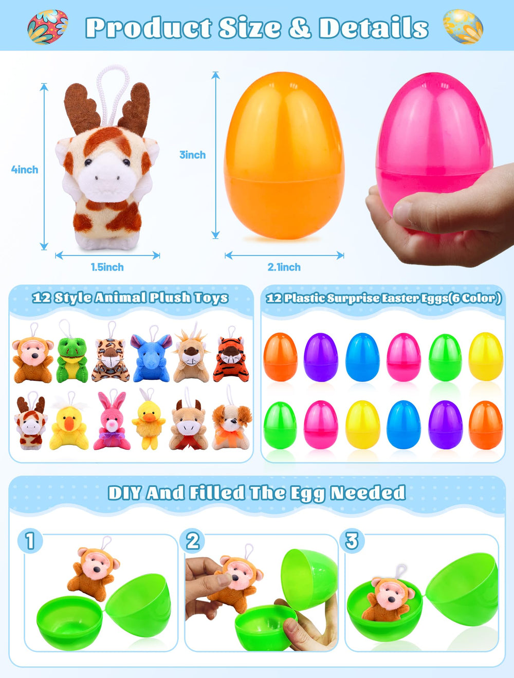 AMENON Easter egg with puppy plush toy, soft and collectible