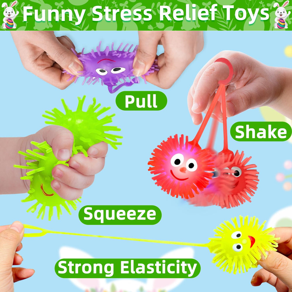 AMENON opened Easter eggs reveal soft colorful puffer balls for sensory play