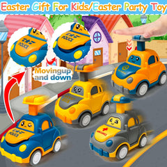 AMENON jumbo Easter egg blue taxi car boosts quick rolling fun.