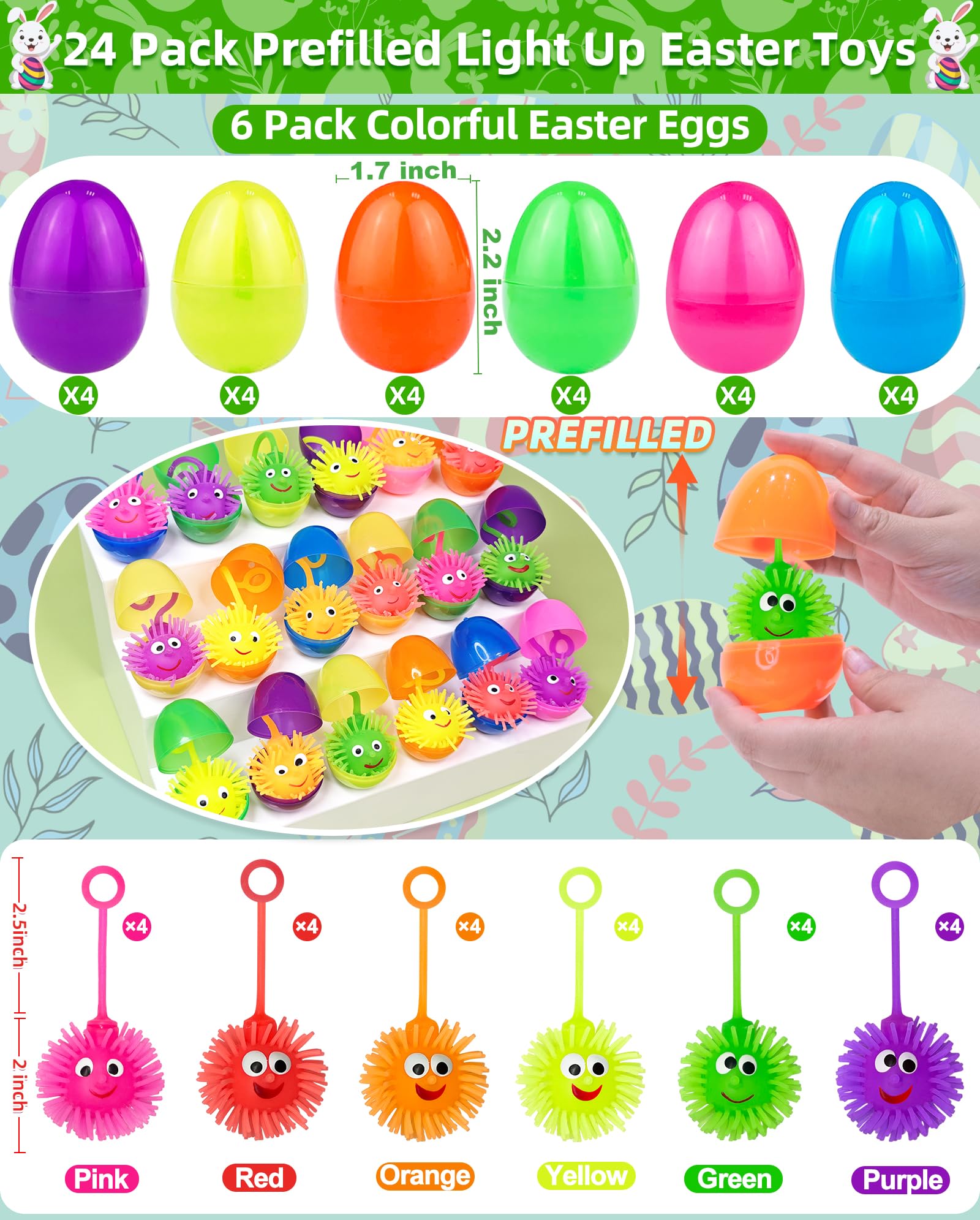 AMENON light-up puffer balls glow during play for engaging Easter fun