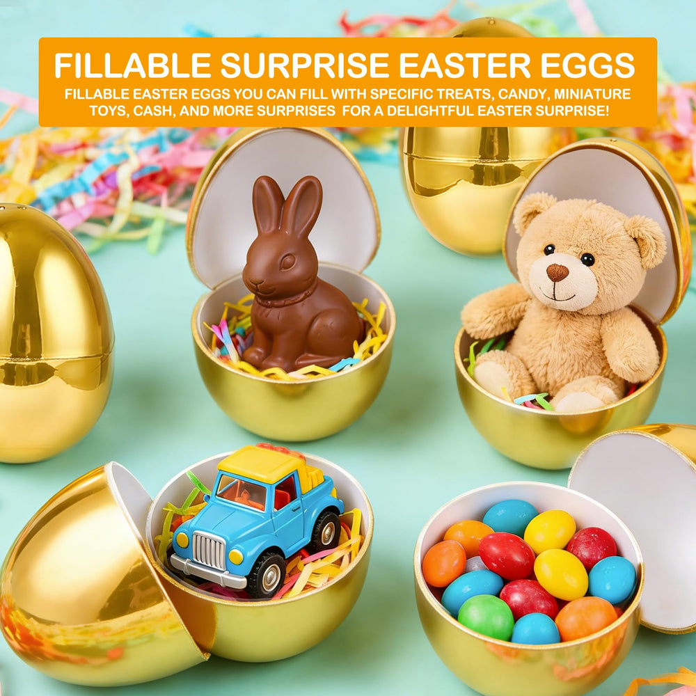 AMENON metallic gold Easter egg reflects light, eye-catching in any setup