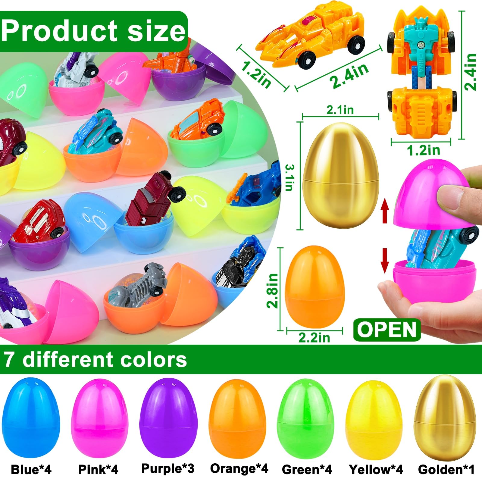 AMENON prefilled Easter eggs – 24-pack with transforming toys for play