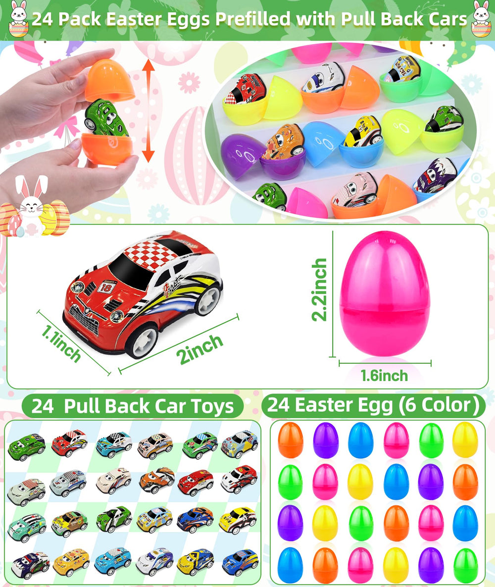AMENON pull-back car toys inside colorful eggs for kids' gifts