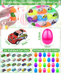 AMENON pull-back car toys inside colorful eggs for kids' gifts