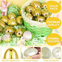 AMENON shiny golden Easter egg closeup highlighting reflective finish