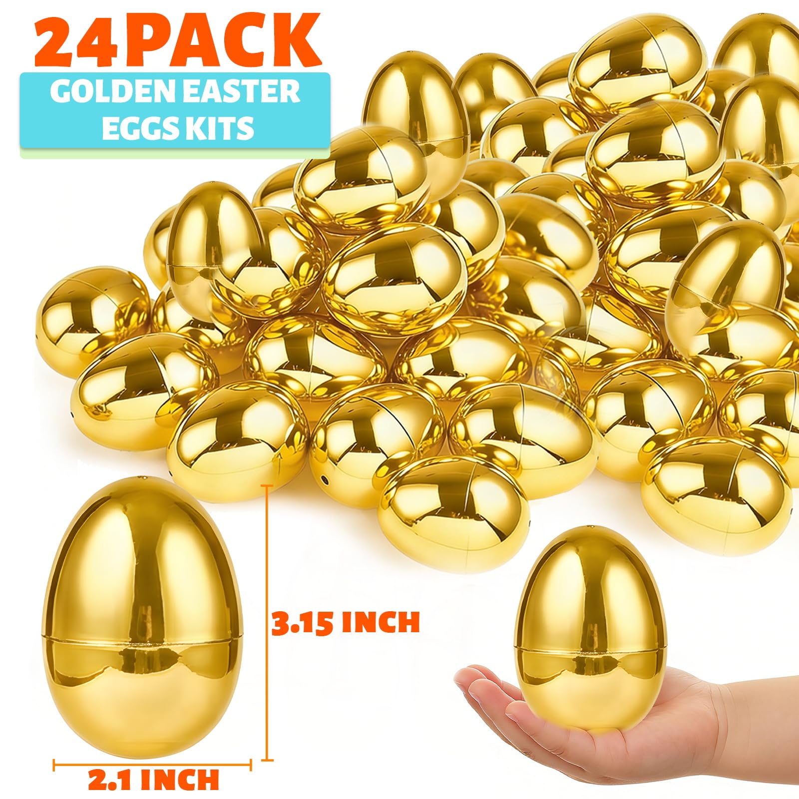 AMENON shiny golden Easter egg finish captures light for festive egg hunts.