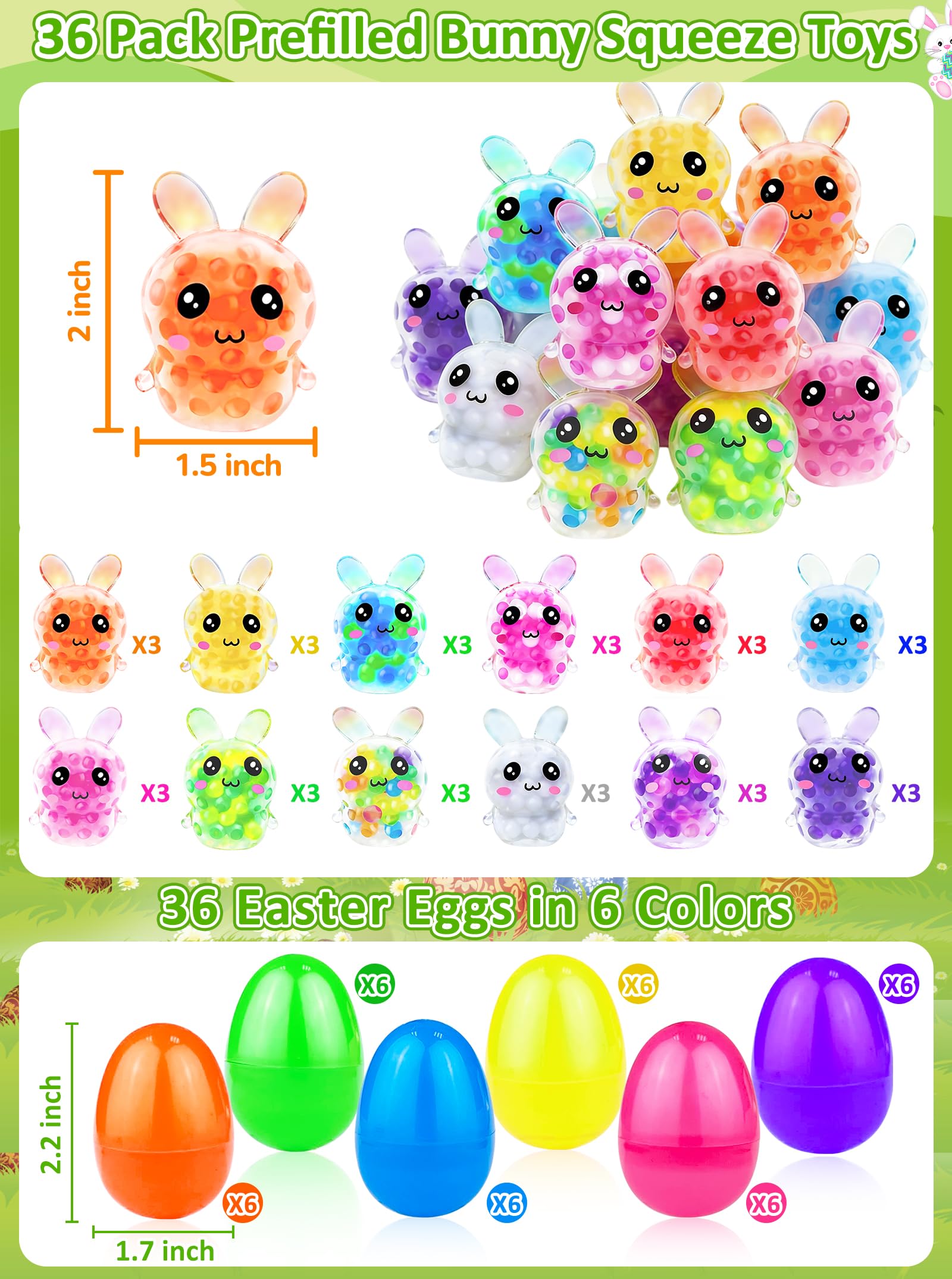 AMENON 2-inch squishy bunny toys for sensory play