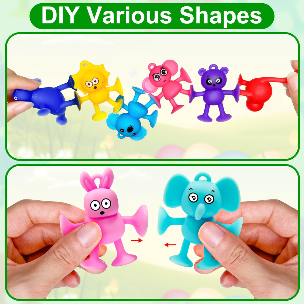 AMENON suction cup toys stick to tubs, windows, and tiles during play.