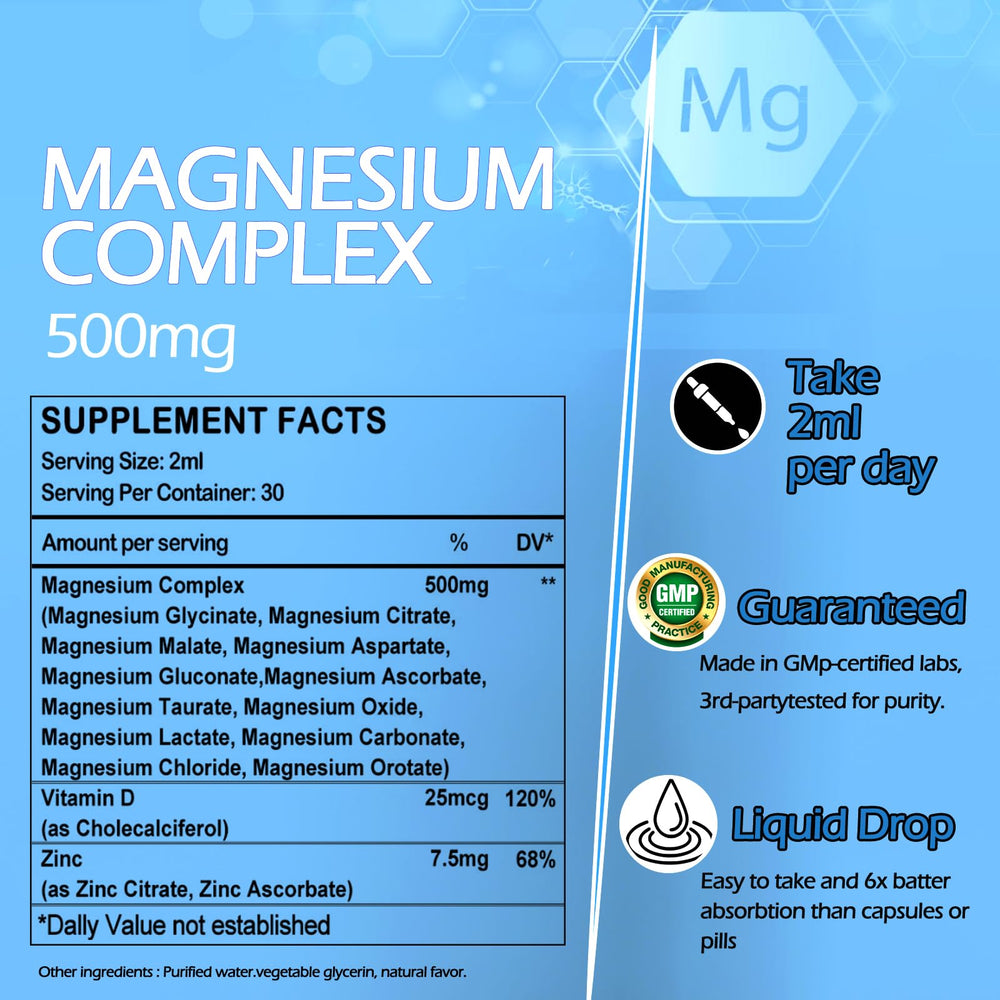 AMENQ magnesium drops with dropper for simple daily dosing in drinks.
