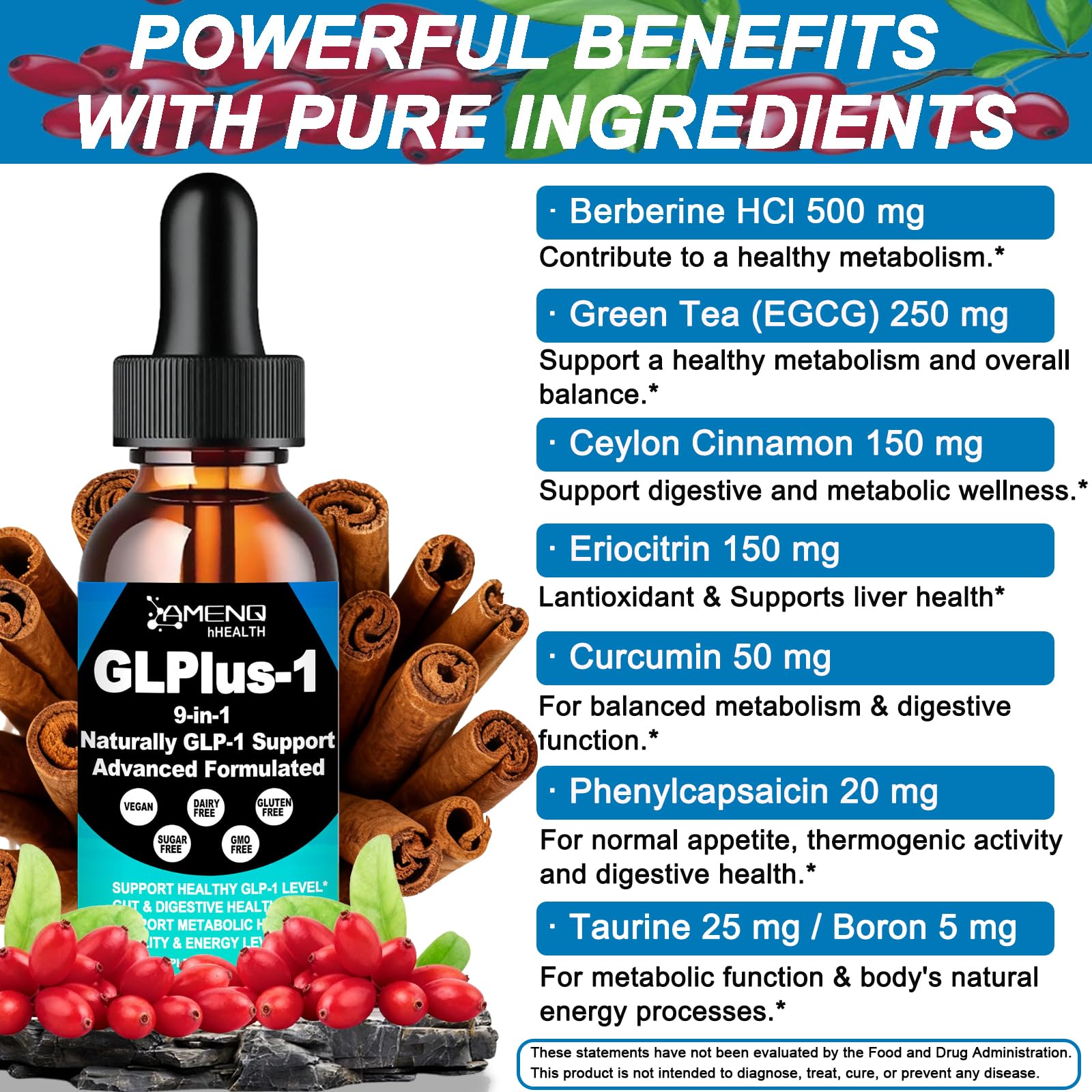 AMENQ Health Berberine Drops dropper in use for fast absorption
