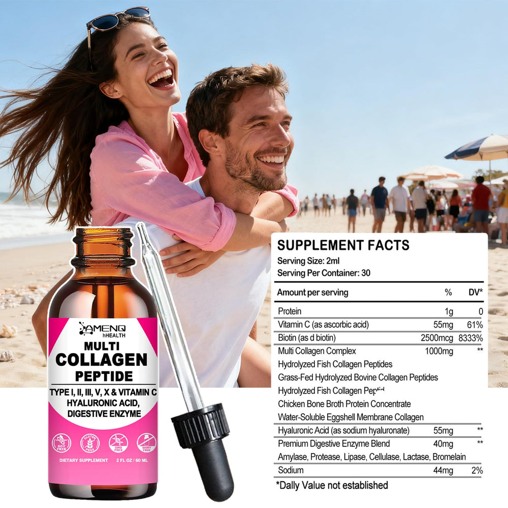 AMENQ hHEALTH collagen drops for gut health and digestion.
