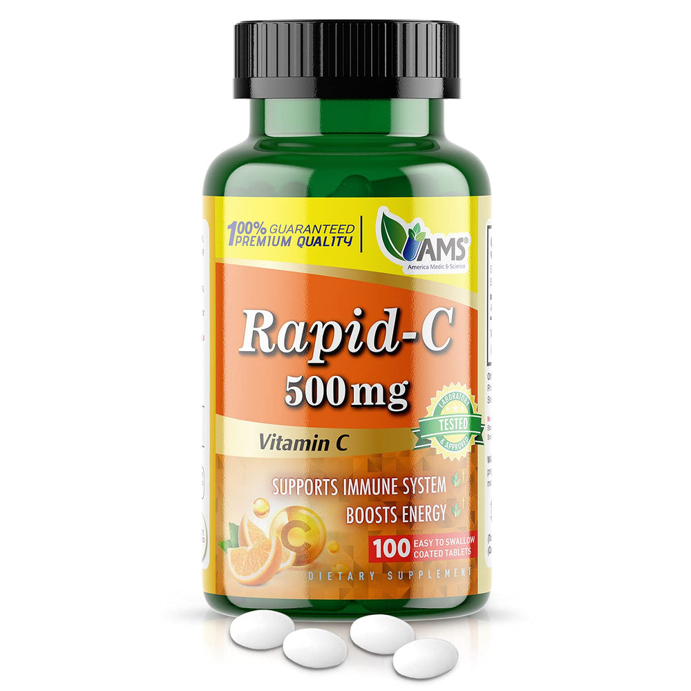 America Medic Rapid-C 500mg tablets pack for daily immune support.