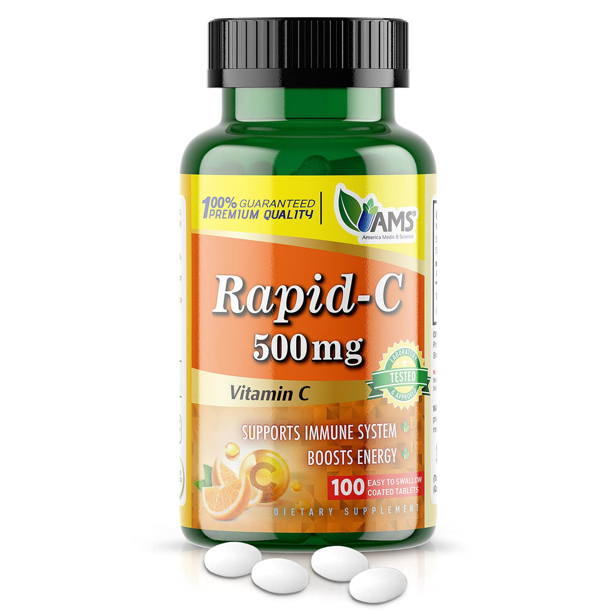America Medic Rapid-C 500mg tablets pack for daily immune support.