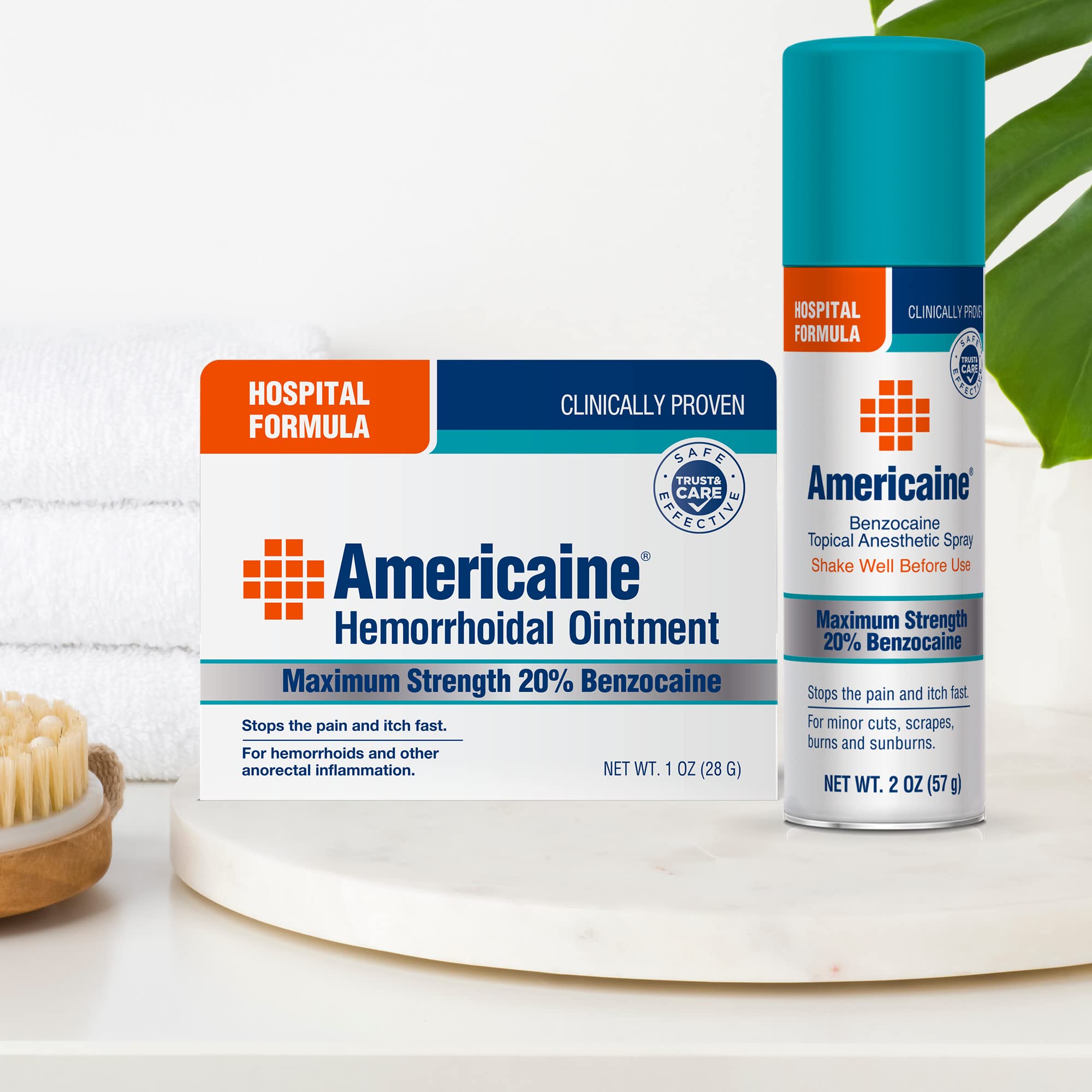 Americaine hospital formula bottle showing the 20% benzocaine label.