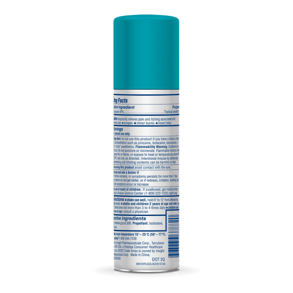 Retail display of Americaine hospital formula packaging for first aid.