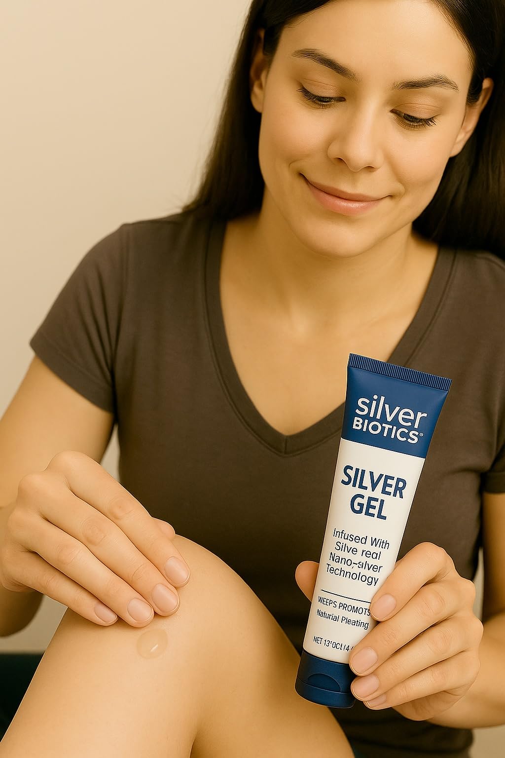 Moisturizing gel applied to skin by American Biotech Labs Silver Biotics