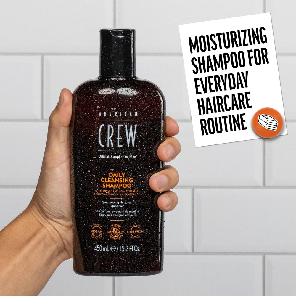 Hair after wash looks fresh and manageable with American Crew Daily Cleanser.