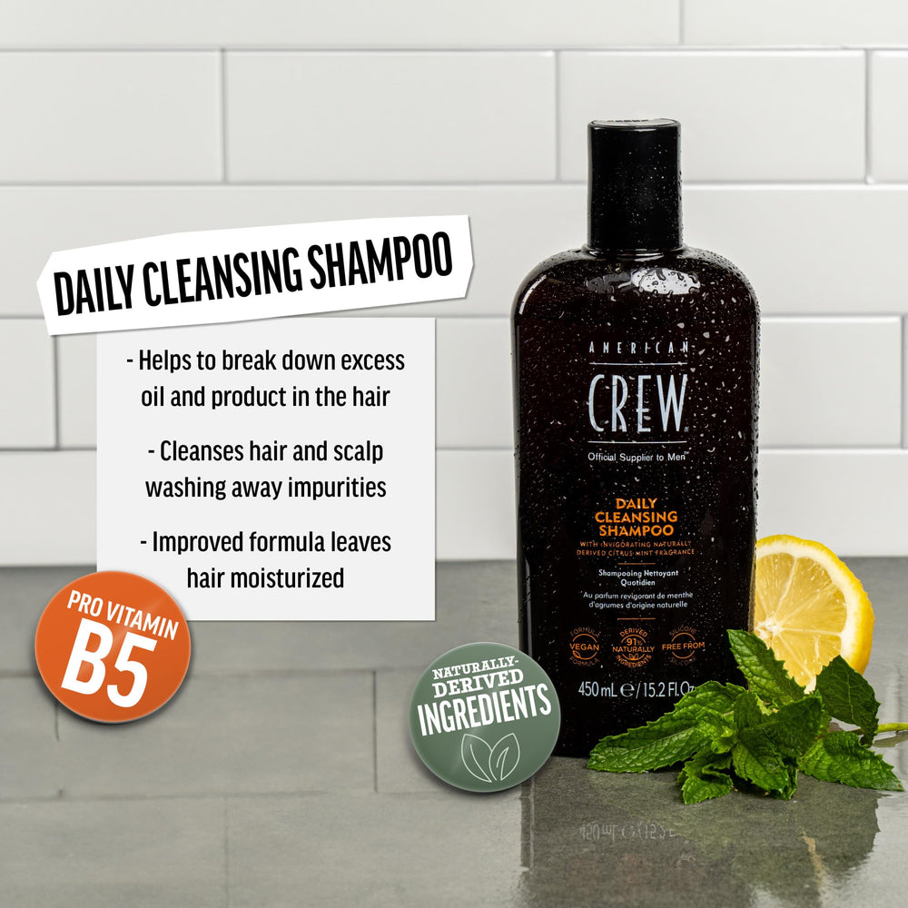 Rich lather forms as you massage American Crew Daily Cleanser into hair.