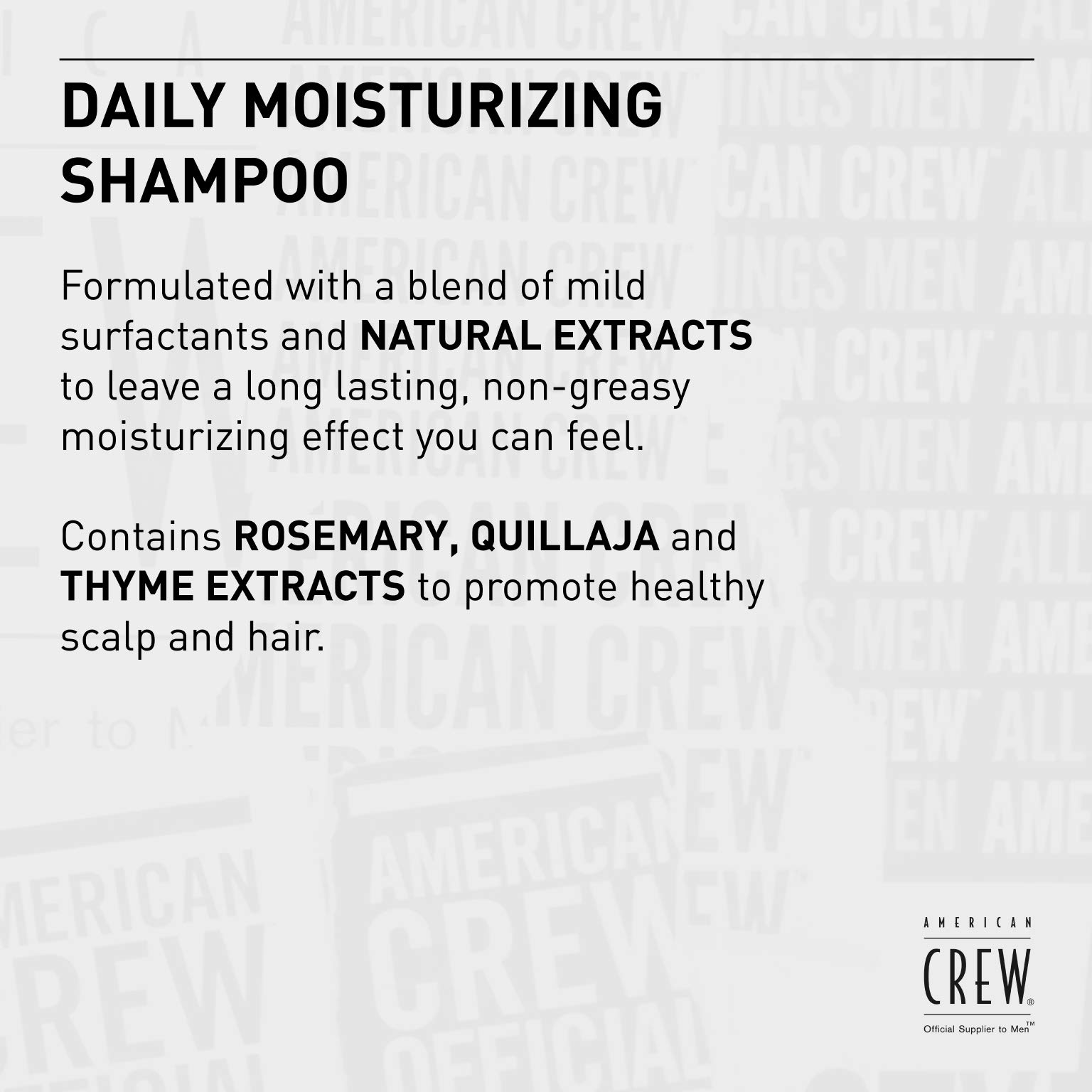 American Crew Daily Moisturizing Shampoo on sink display communicates convenient daily care