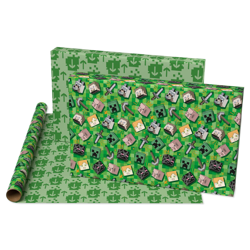 American Greetings Minecraft wrap roll offers 40 sq ft for large gifts.