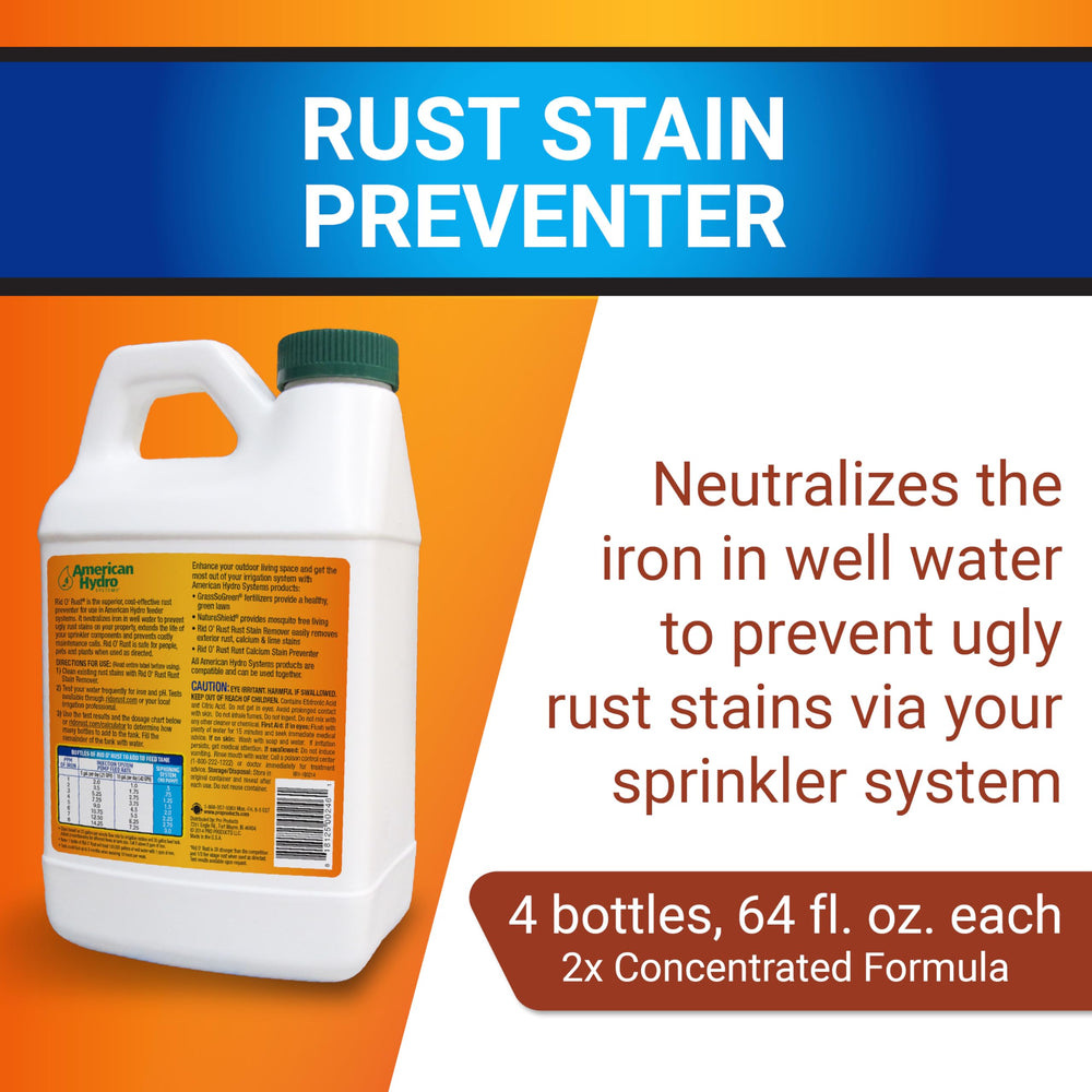 Rid-O-Rust dosage chart guides rust prevention for well water.