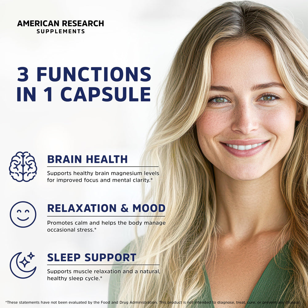 American Research Supplements Magnesium L-Threonate capsules show high bioavailability for daily support.