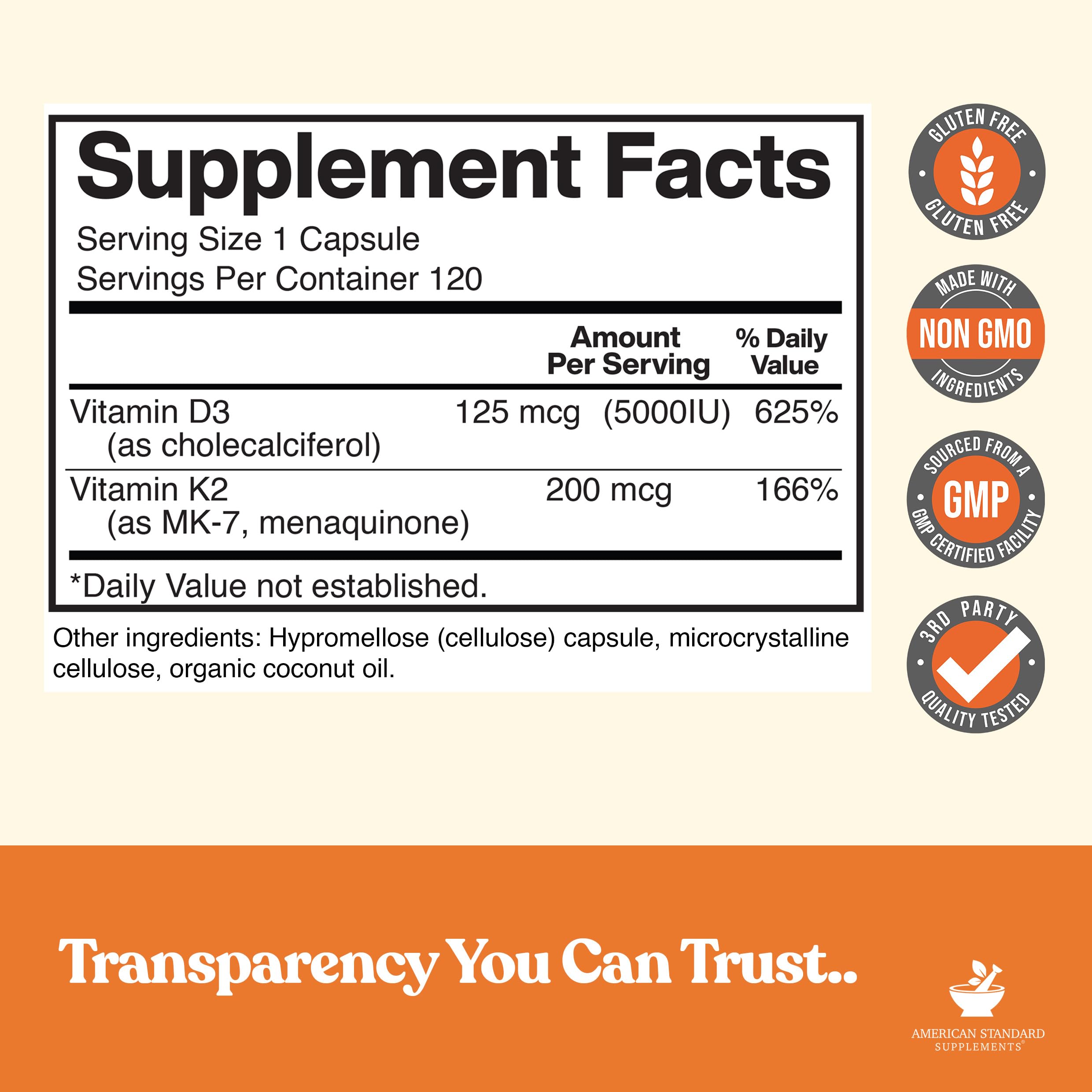Close-up of Vitamin D3 MK7 capsule packaging for daily supplementation.
