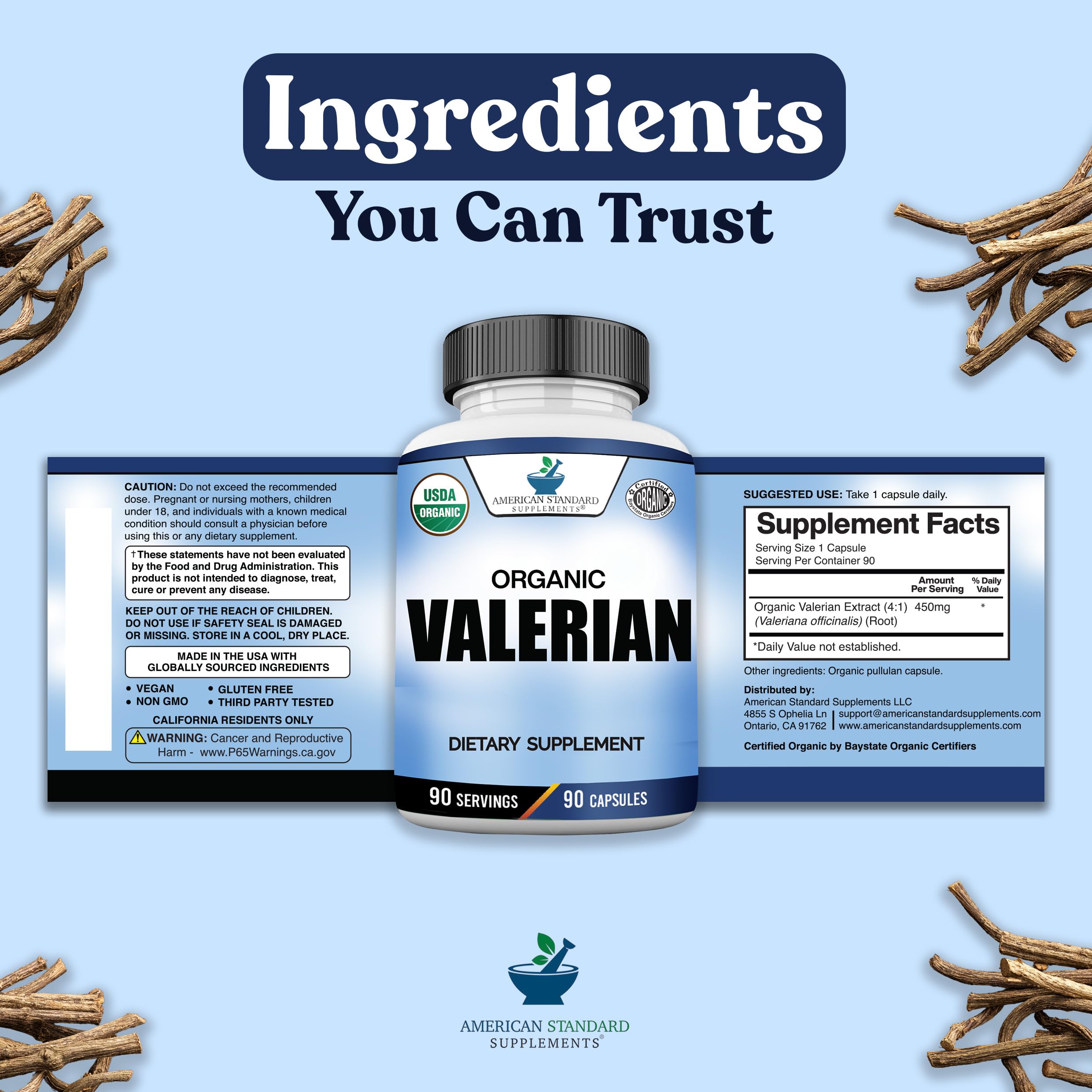 Made in USA facility ambiance for American Standard Organic Valerian production quality.
