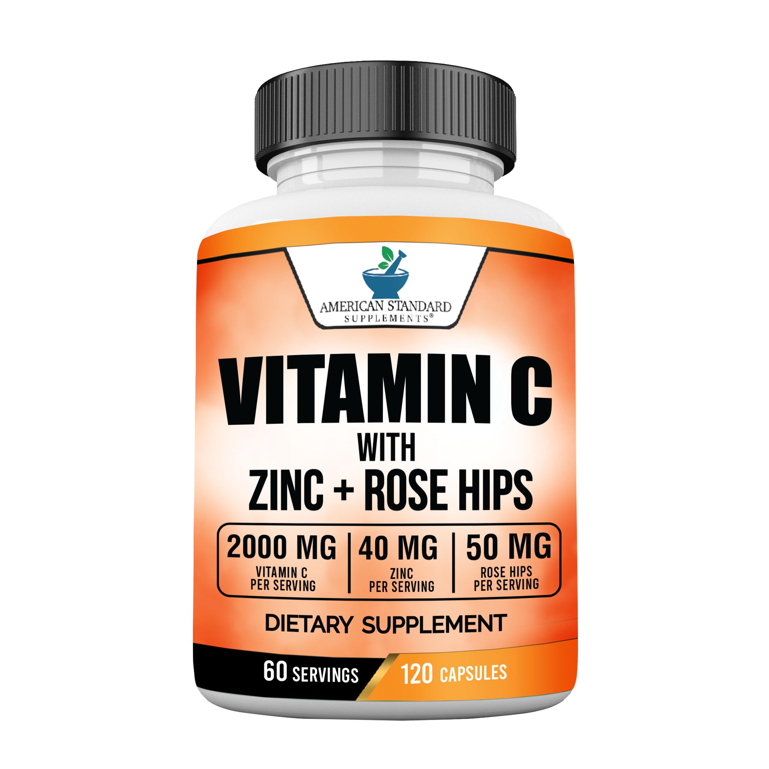 American Standard Supplements vitamin C 2000mg bottle with capsules for daily supplementation