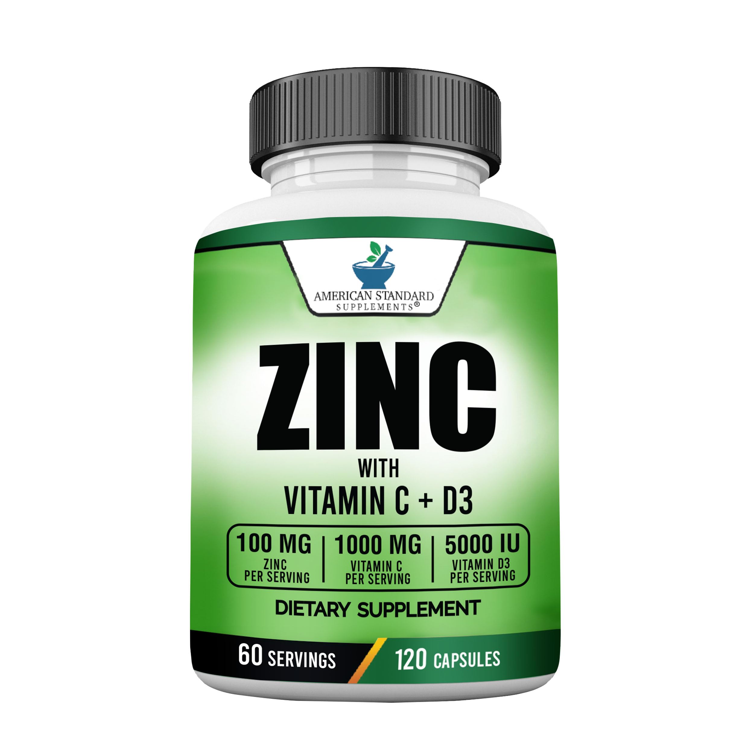 American Standard Zinc 100mg bottle front for easy daily intake.