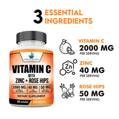 Zinc 40mg and rose hips 50mg bottle highlights vegan, non-GMO formula from American Standard