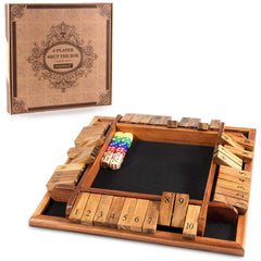 AMEROUS shut-the-box wooden board 12-inch surface, perfect for family game nights.